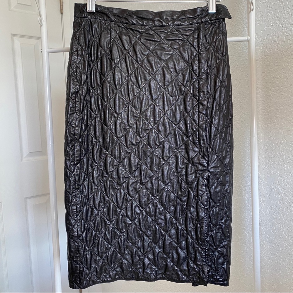 yves saint laurent quilted leather pencil skirt